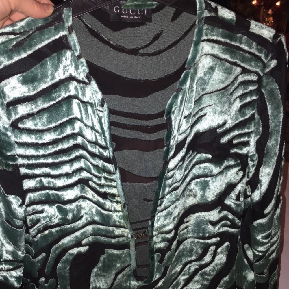 GUCCI Tom Ford HAUTE COUTURE SILK Dress Vintage SS96 Teal Zebra Runway SIZE 6 - Picture 8 of 12